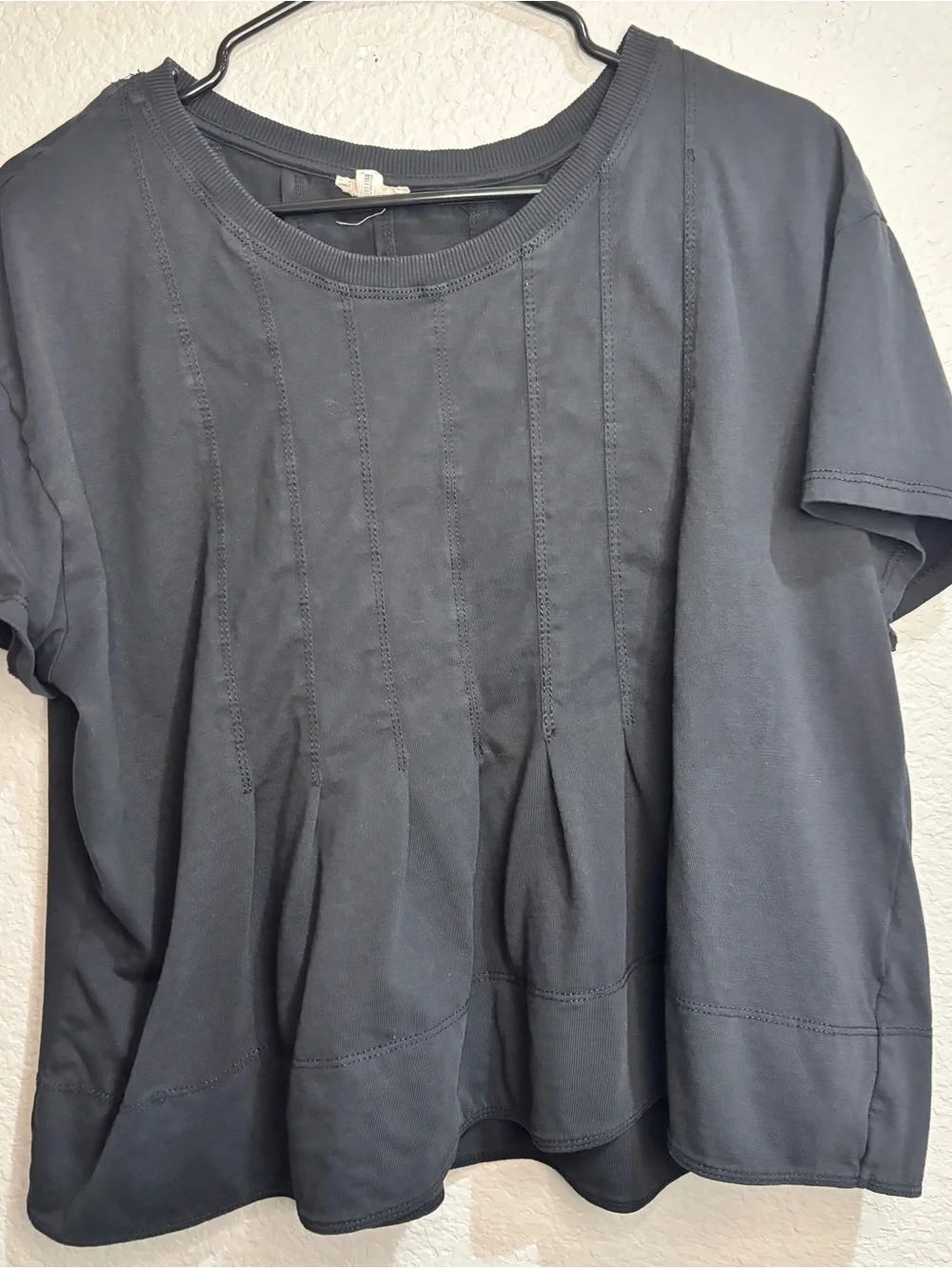 Pilcro Charcoal Short Sleeve Pleated-Hem Tee - Picture 3 of 5